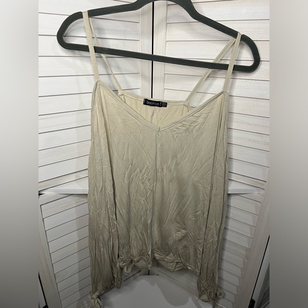 US 16, cream cold shoulder long sleeve